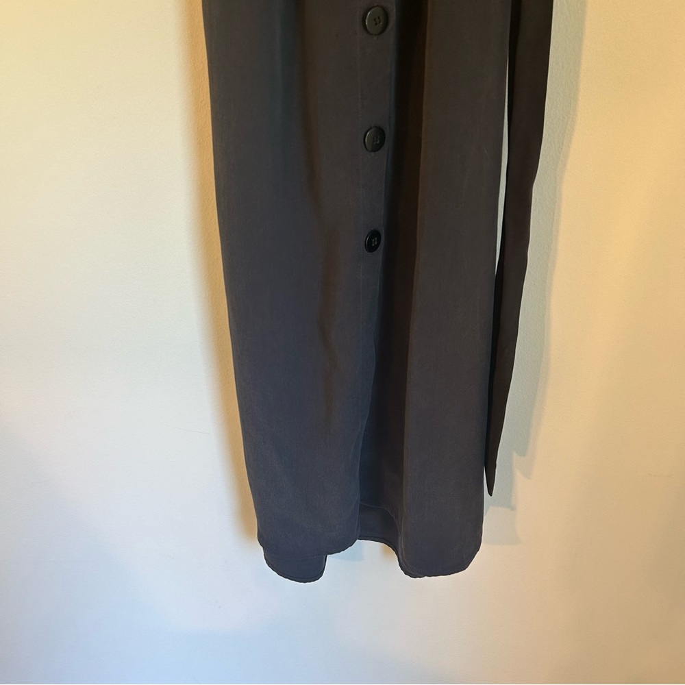 Topshop Utility Lyocell Midi Shirt Dress Belted Dark Grey Charcoal Maxi - Picture 7 of 11